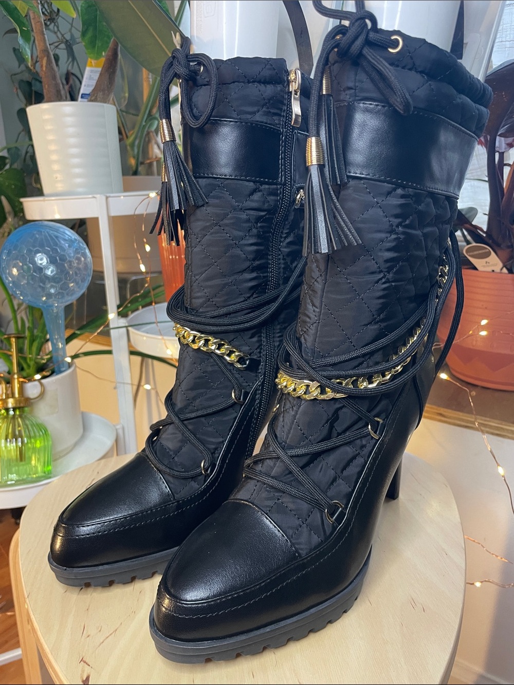 Quilted stiletto boots